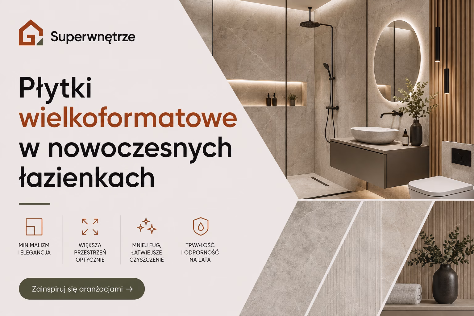 Płytki wielkoformatowe w nowoczesnych łazienkach
